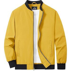Men's Ginger Lightweight Casual Style Bomber Jacket Golf Coat Zip Up Pockets